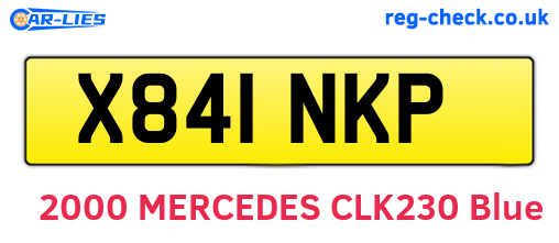 X841NKP are the vehicle registration plates.