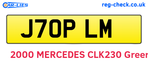 J70PLM are the vehicle registration plates.