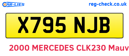 X795NJB are the vehicle registration plates.