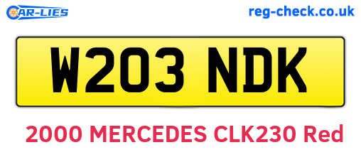 W203NDK are the vehicle registration plates.