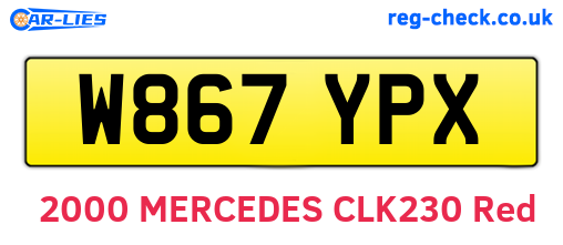 W867YPX are the vehicle registration plates.