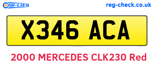 X346ACA are the vehicle registration plates.