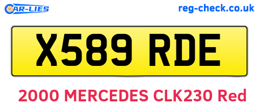 X589RDE are the vehicle registration plates.