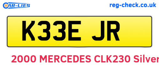 K33EJR are the vehicle registration plates.