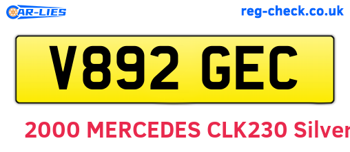 V892GEC are the vehicle registration plates.