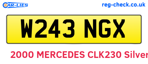 W243NGX are the vehicle registration plates.