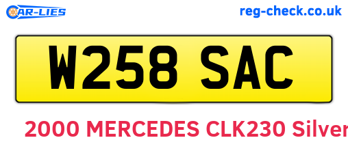 W258SAC are the vehicle registration plates.