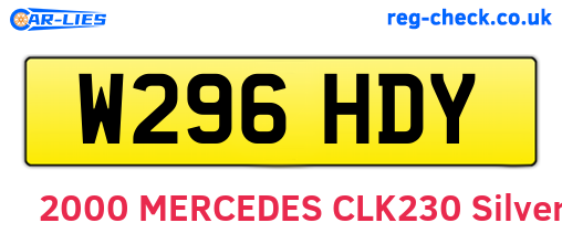 W296HDY are the vehicle registration plates.