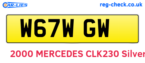 W67WGW are the vehicle registration plates.