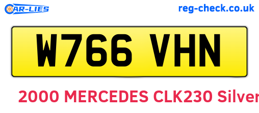 W766VHN are the vehicle registration plates.