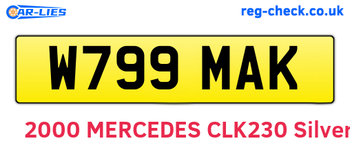 W799MAK are the vehicle registration plates.