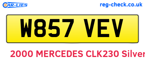 W857VEV are the vehicle registration plates.