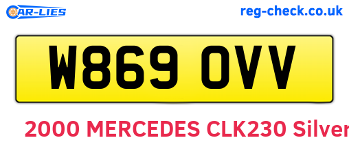 W869OVV are the vehicle registration plates.