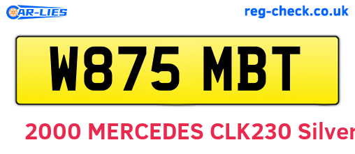 W875MBT are the vehicle registration plates.