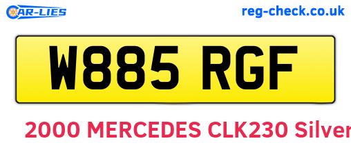 W885RGF are the vehicle registration plates.