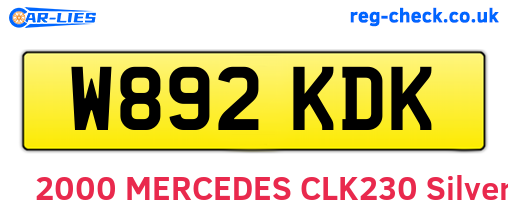 W892KDK are the vehicle registration plates.