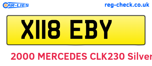 X118EBY are the vehicle registration plates.