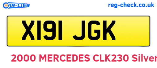 X191JGK are the vehicle registration plates.