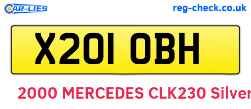 X201OBH are the vehicle registration plates.