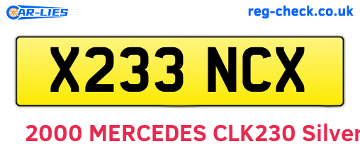 X233NCX are the vehicle registration plates.
