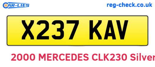 X237KAV are the vehicle registration plates.