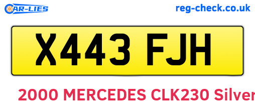 X443FJH are the vehicle registration plates.
