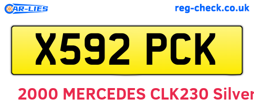 X592PCK are the vehicle registration plates.