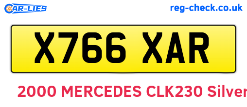 X766XAR are the vehicle registration plates.