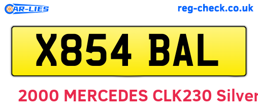X854BAL are the vehicle registration plates.