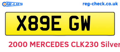 X89EGW are the vehicle registration plates.