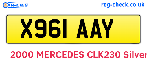 X961AAY are the vehicle registration plates.