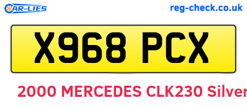X968PCX are the vehicle registration plates.