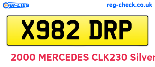 X982DRP are the vehicle registration plates.