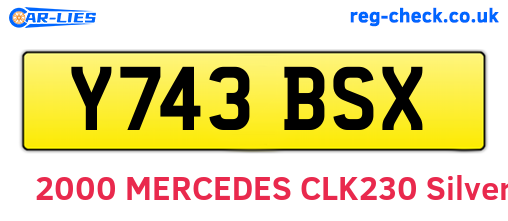 Y743BSX are the vehicle registration plates.