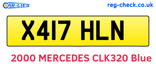X417HLN are the vehicle registration plates.