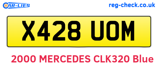 X428UOM are the vehicle registration plates.