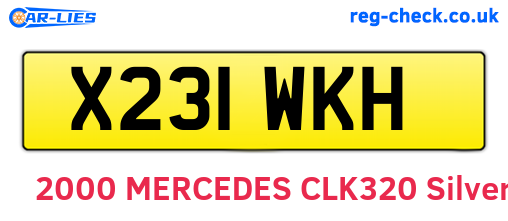 X231WKH are the vehicle registration plates.