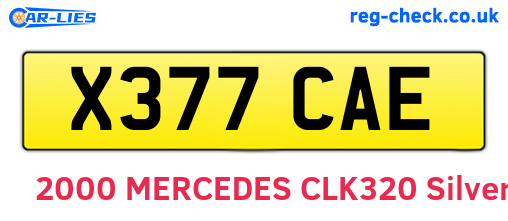 X377CAE are the vehicle registration plates.