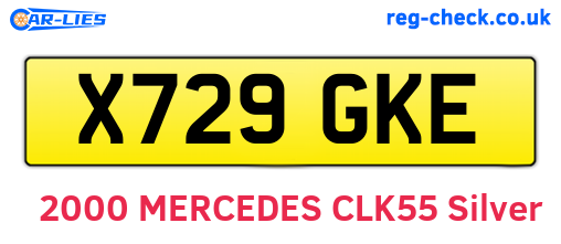 X729GKE are the vehicle registration plates.