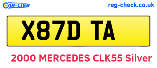 X87DTA are the vehicle registration plates.