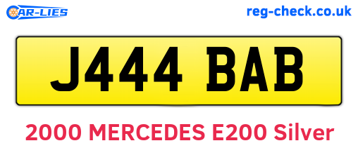 J444BAB are the vehicle registration plates.