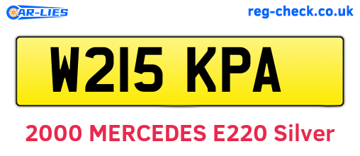 W215KPA are the vehicle registration plates.