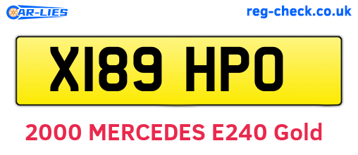 X189HPO are the vehicle registration plates.