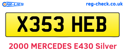 X353HEB are the vehicle registration plates.