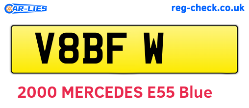 V8BFW are the vehicle registration plates.