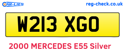 W213XGO are the vehicle registration plates.