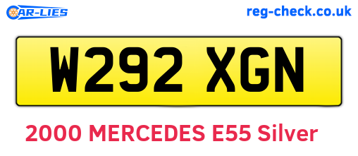 W292XGN are the vehicle registration plates.