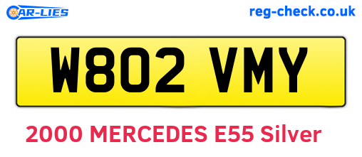 W802VMY are the vehicle registration plates.