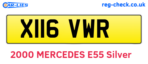 X116VWR are the vehicle registration plates.