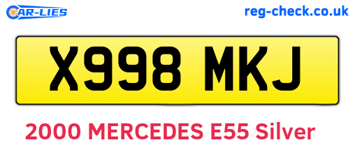 X998MKJ are the vehicle registration plates.